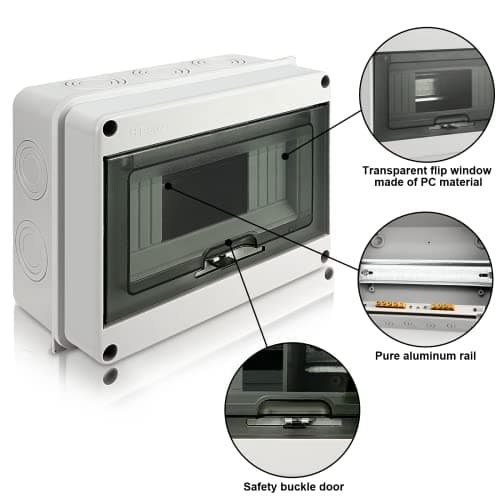 Coffret Électrique Étanche IP65 8-Modules pour Utilisation Extérieure Armoire de Contrôle Étanche Boitier de Jonction Él