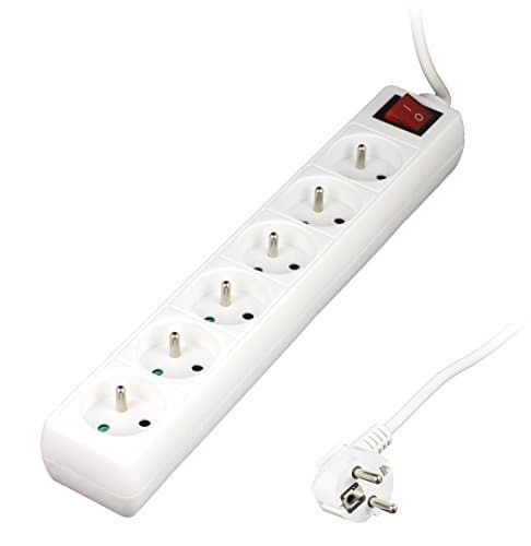 Zenitech Bloc 6 Prises 16A Blanc & Prolongateur ménager - Fonction Interrupteur Hobo HO5VV-F 3G1 Blanc 1,90m