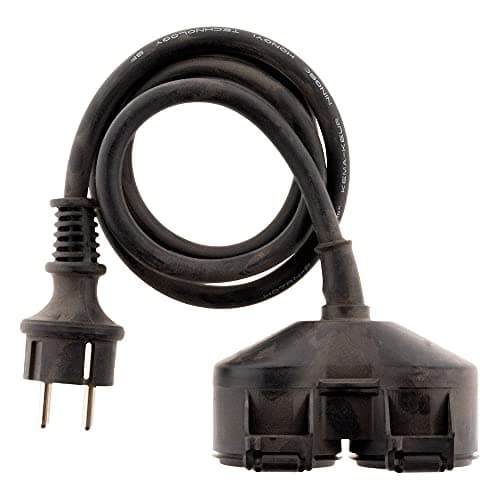 Zenitech Prolongateur à Double tête 16A 3G1,5mm² pour Chantier - Noir 1m - Extension Électrique Drôle et Durable