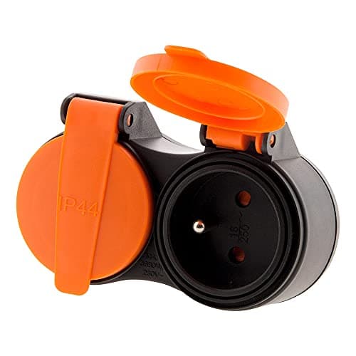 Rallonge étanche Zenitech 2 prises avec clapet orange 10m 3x 1,5mm² - grand usage extérieur