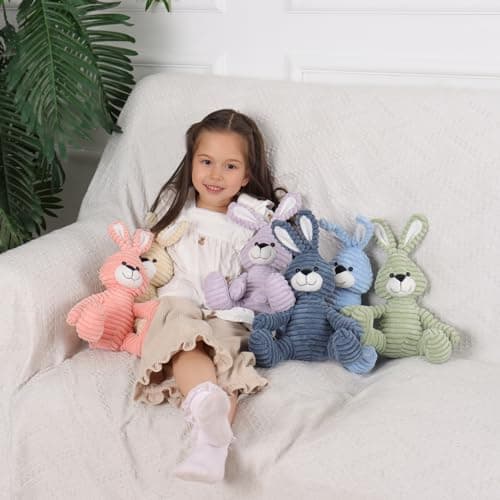 Jouets en peluche Apricot Lamb - Velours côtelé - Lapin Bunny - Doux à câliner - Parfait pour enfant - Vert - 23cm