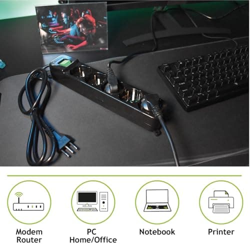 Tecnoware Multiprise Électrique 5 Sorties Schuko/Italie | Protection Enfant | Câble 150 cm