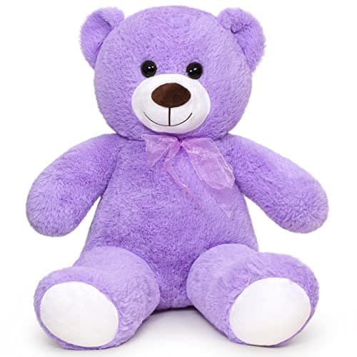 SNOWOLF Ours en peluche cuddly bear Boutons yeux doux mignons Cadeau enfants Anniversaire Noël Saint Valentin (60m, Brun — Violette
