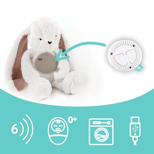 Jouet interactif Lapin 5 en 1 avec lumière, sons et vibrations – Pour enfants, écru-rouge