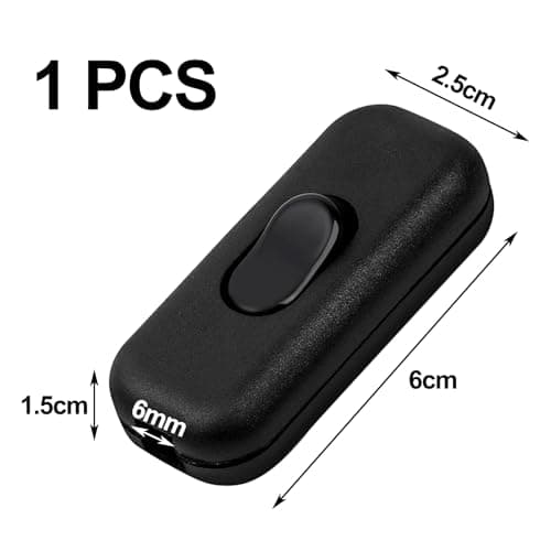Interrupteur Lampe de Chevet Bi-Polaire Noir 6A 250V, pour Lampe de Bureau et de Chevet, Petit Appareil
