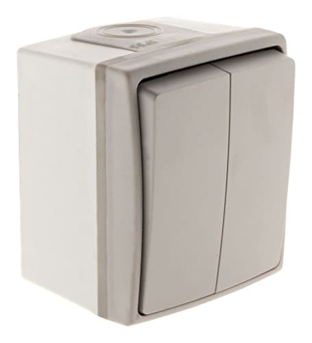 Zenitech Prise de courant 16A 2P+T IP55 Étanche - Gris - Interrupteur de sécurité outdoor - Va et Vient — Interrupteur simple