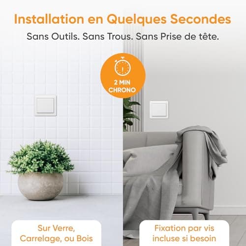Interrupteur sans fil et sans pile – Kit 1 interrupteur mural + 1 récepteur – Fonctionne sans batterie