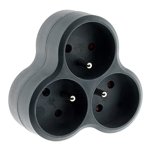 Zenitech Multiprise Triplite Triangulaire 16A - Noir, 3 Ports, Sécurisé, UL Approuvé, Compact, Étui Durable, pour Maison
