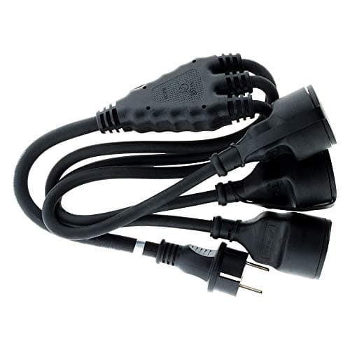 Prolongateur à triple tête Zenitech HO7RN-F 16A 3G1,5mm² - Noir 1m - Idéal pour le chantier
