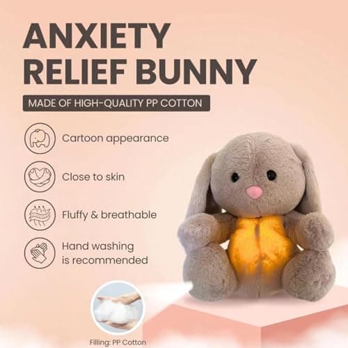 Animaux en peluche Lapin apaisant - Soulagement de l'anxiété avec lumières et mouvements rythmiques - Pour adultes stres