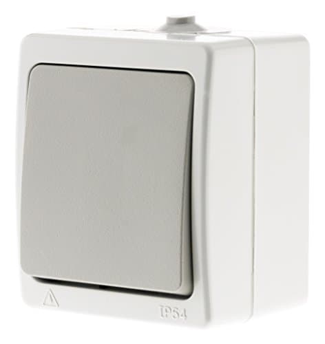 Zenitech Interrupteur à va et vient simple IP54 Akya Gris Clair pour salle de bain et cuisine