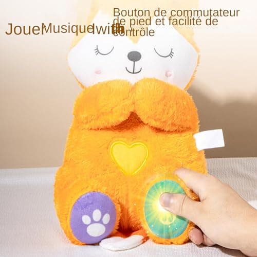 Peluche Musique Générique Renard Respirant pour Enfant | Idéal pour la Maternelle et la chambre d'enfant | Jouet Rituel