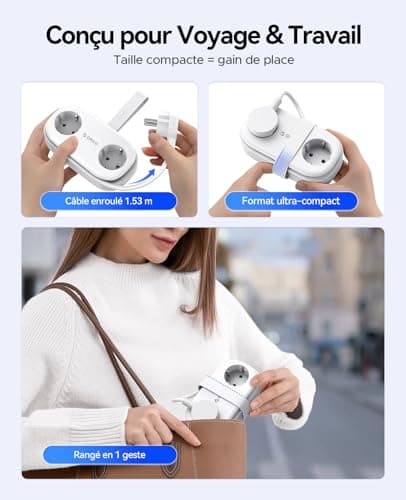 ORICO Multiprise d'Alimentation USB C 20W pour Bureau et Voyage Compatible avec les Téléphones 1,5m (AP3-Blanc)