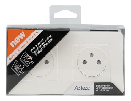 Zenitech Double Prise Affleurante Blanche pour Salaire - Électrique - Maison - Sécurité Incrustée - Boîte d'Encastrement