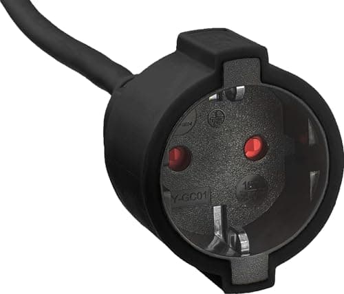 Meister Rallonge Schuko avec Protection de Contact IP20 - 2 m Câble en Plastique Noir 7432220