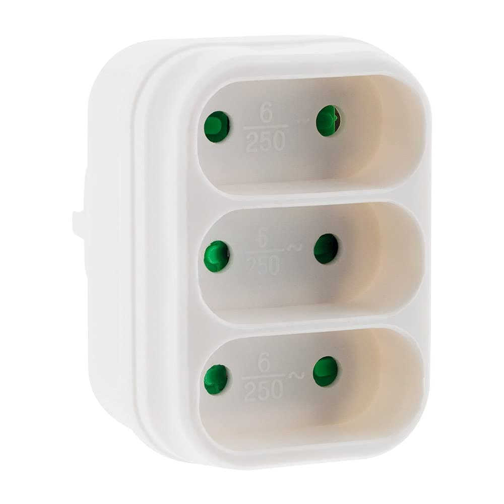Multiprise Triplite de façade 6A Blanc pour maison - Design moderne - Placage extérieur durable 10A, 250V - 1 pièce - Mu