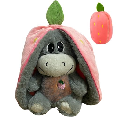KUWUNG Âne Peluche Qui Respire, Peluche Âne pour Soulager Anxiété, Peluche Âne Qui Respire et Lumières — Rose