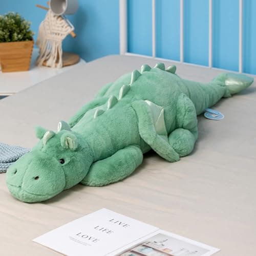 Dragon en peluche lesté pour enfants et adultes, 90,9 cm (2,3 kg), doux et robuste — Vert