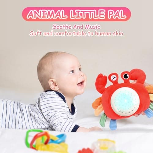 Peluche Apaisante Aolso Bébé Rechargeable Bruits Blancs Veilleuse Lumineuse Crabe pour Nourrisson Dormir Cadeau de Naiss