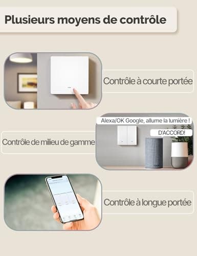 MOES Matter Wi-Fi Interrupteur intelligent - Compatible Alexa/Apple Home/Google Home/SmartThings - Contrôle par Tuya - 1