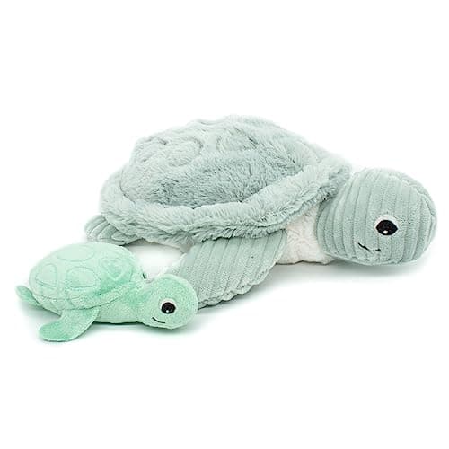 SES DÉGLINGOS PTIPOTOS SAUVENOU Tortue Maman/Bebe Bleu - Peluche Toute Douce - Idée Cadeau de Naissance - 29cm