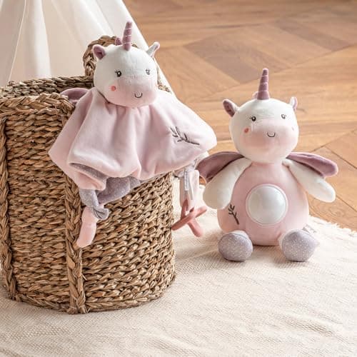 Lumière de licorne en peluche sécurisée pour enfant - Veilleuse à peluche 26 cm bambou 1er âge - Jouet éducatif avec car