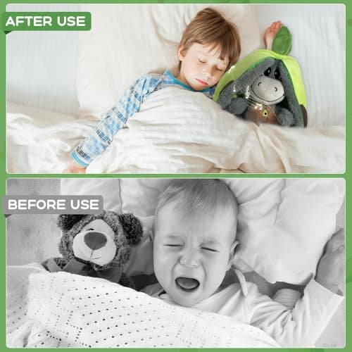 KUWUNG Âne Peluche Qui Respire, Peluche Âne pour Soulager Anxiété, Peluche Âne Qui Respire et Lumières