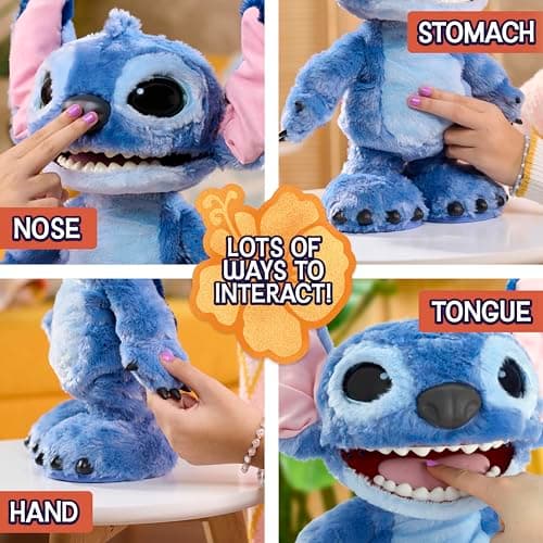 Peluche Stitch Disney Interactif de 43 cm avec 100+ Sons - Jouet pour Enfants à partir de 3 Ans
