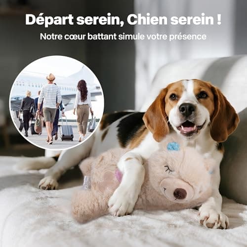 Peluche Apaisante avec Battement de Cœur pour Chien – Anti-Stress, Sommeil Paisible, Idéal Contre l'Anxiété de Séparatio