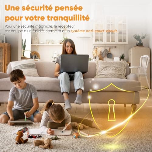 Interrupteur sans fil et sans pile – Kit 1 interrupteur mural + 1 récepteur – Fonctionne sans batterie