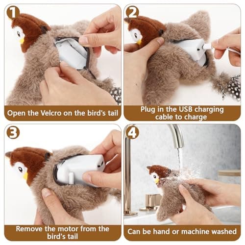 Collazoey Jouet pour Chat Interactif en Peluche, Simulant le Gazouillis, pour Jouer à l'Intérieur