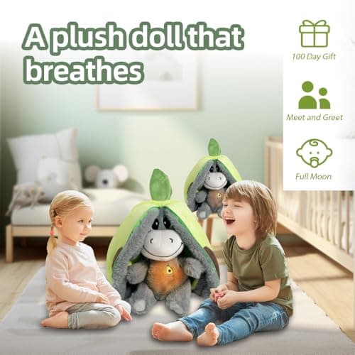 Peluche Qui Respire SKIKHN pour Enfants, Veilleuseavec Mouvement Respiratoire, Cadeau Original d'Anniversaire Filles et