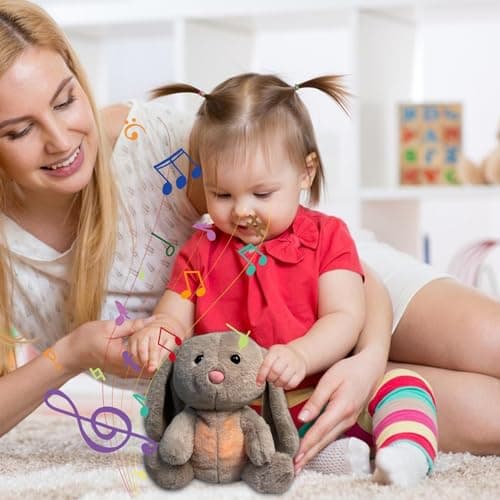 Animaux en peluche Lapin apaisant - Soulagement de l'anxiété avec lumières et mouvements rythmiques - Pour adultes stres