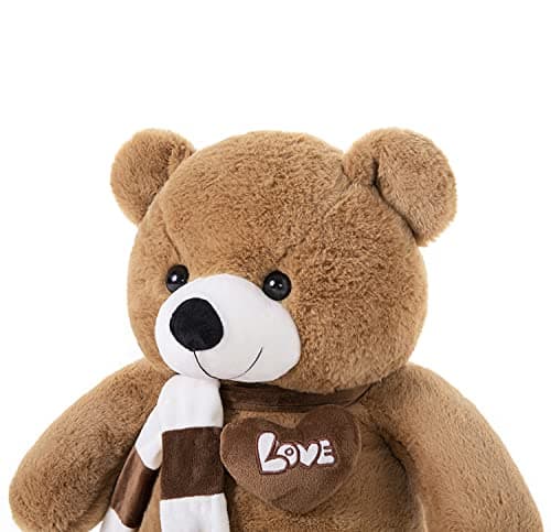 YunNasi Ours en Peluche Nounours Géant - Cadeau Idéal pour Anniversaire, Mariage ou Fêtes Spéciales (80cm, Marron Foncé)