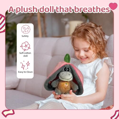 SKIKHN Peluche Qui Respire pour Enfants, Veilleuse Respiratoire Douce avec Mouvements et Musique, Idéale en Cadeau d'Ann
