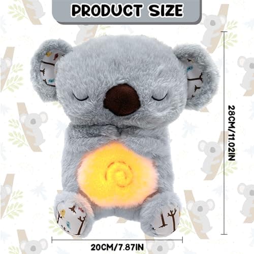 TOPJOWGA Peluche Musicale Interactive qui Respire et S'allume - Peluche Apaisante pour Filles et Garçons - Veilleuse Dou