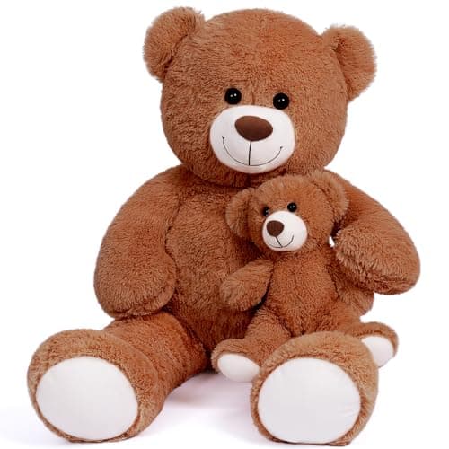 SNOWOLF Ours en peluche cuddly bear Boutons yeux doux mignons Cadeau enfants Anniversaire Noël Saint Valentin (60m, Brun — Familydarkbrown