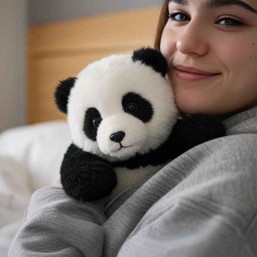 The Pandy - Peluche panda réaliste pour guérison émotionnelle | Fourrure ultra douce + Design câlin - Peluche thérapie c