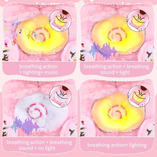 GUBOOM Loutre Qui Respire Rose pour Filles et Garçons Filles et Garçons Sommeil Ease Rose Lanterns Musique Battements Co