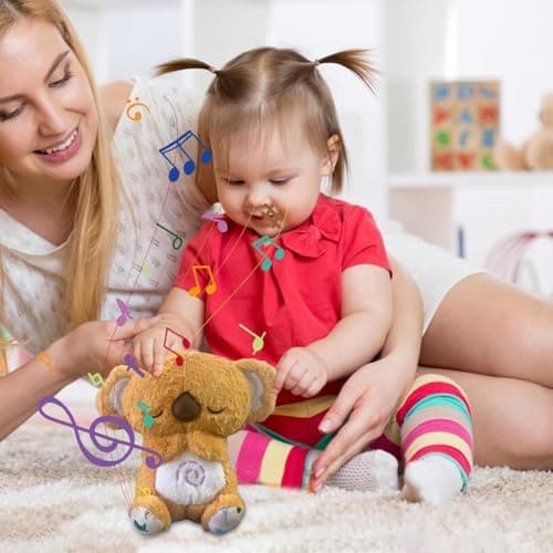 OKTAOAOO Peluche pour Enfants Soulagement de L'anxiété, Jouet Apaisant avec Musique et Lumières pour Dormir, Loutre Koal