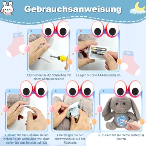 Schlummer Doudou lapin avec battement de cœur mouvement respiratoire musicale cadeau de naissance premier équipement nou