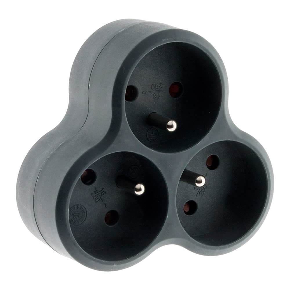 Zenitech Multiprise Triplite Triangulaire 16A - Noir, 3 Ports, Sécurisé, UL Approuvé, Compact, Étui Durable, pour Maison