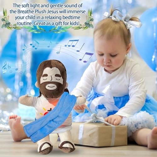 Peluche Jésus qui respire, Jésus en peluche pour soulager le stress, Jésus en peluche respirante avec respiration et lum
