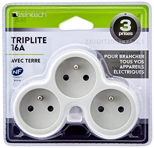 Triplite 16A 2P+T façade gris/blanc pour maison contemporaine extérieure sécuritaire