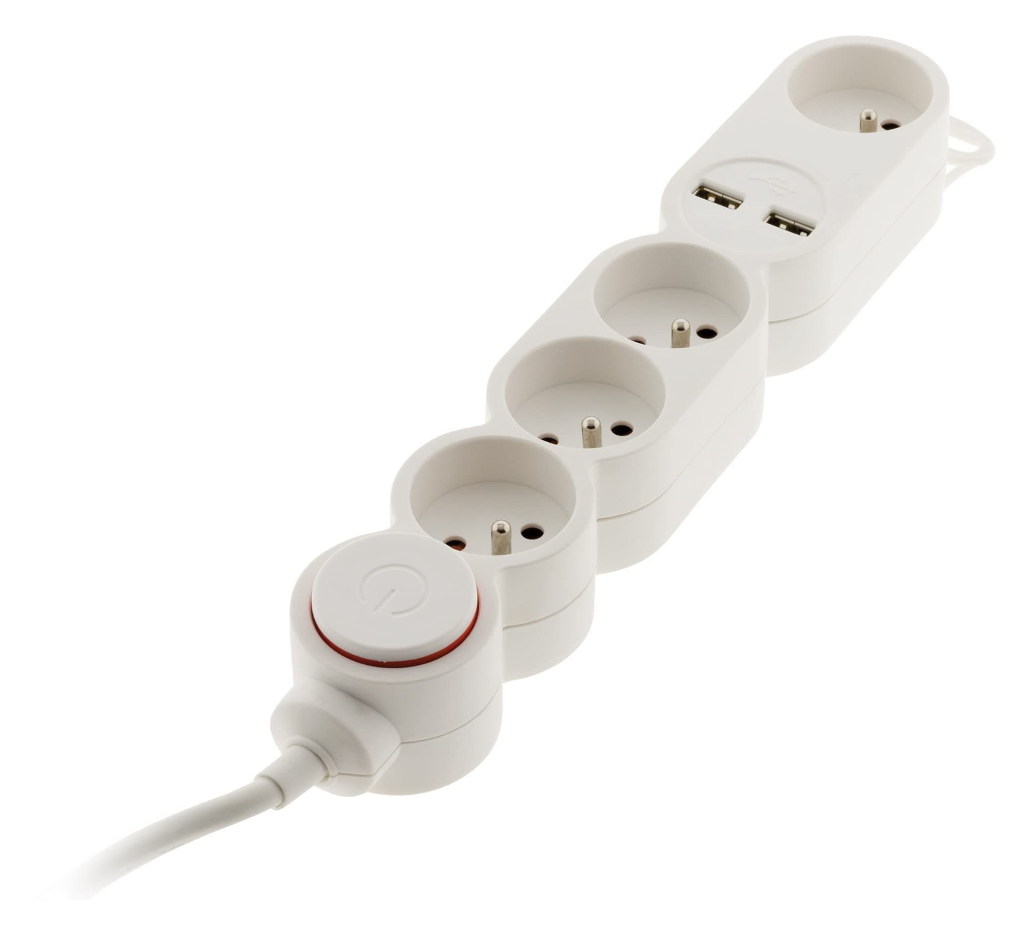 Bloc Home Zenitech 4 prises + 2 USB + interrupteur pour maison - design moderne - salon et chambre - multiples prises él