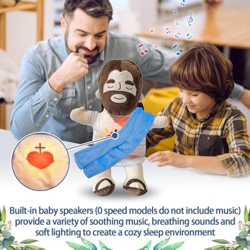 Peluche Jésus qui respire, Jésus en peluche pour soulager le stress, Jésus en peluche respirante avec respiration et lum