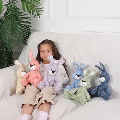 Jouets en peluche Apricot Lamb - Velours côtelé - Lapin Bunny - Doux à câliner - Parfait pour enfant - Vert - 23cm