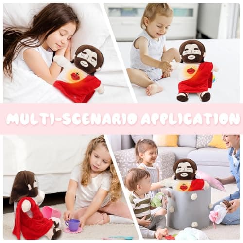 Peluche Jésus Qui Respire 40CM avec Musique et Lumières, Pour Enfants, Soulager Anxiété