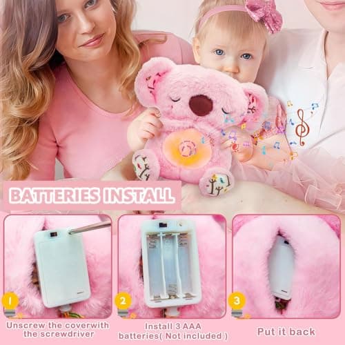 Koala Bear Breathable Plush Toy for Newborns, Soothing Night Light & Music, Safe Sensory Toy for Babies