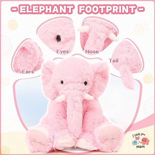 Peluche d'éléphant MorisMos Rosa XXL 50cm Décoration Saint Valentin Cadeau Ideal Enfant Adulte Anniversaire